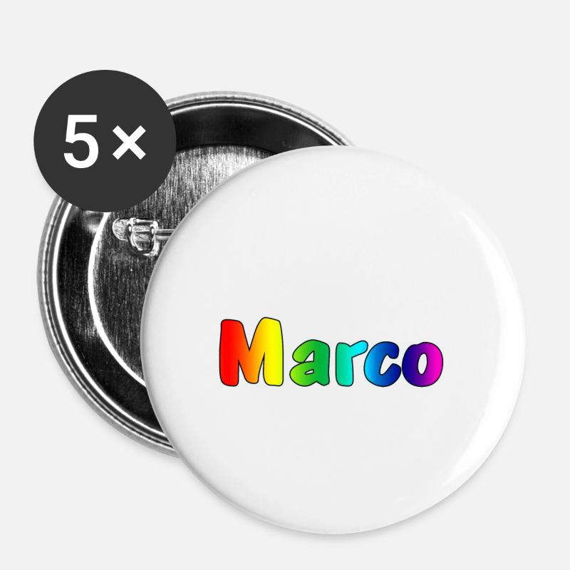 Marco - Lot de 5 petits badges (25 mm) - blanc