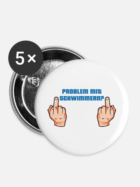 Problem Schwimmer Mittelfinger - Buttons klein 25 mm (5er Pack) - Weiß