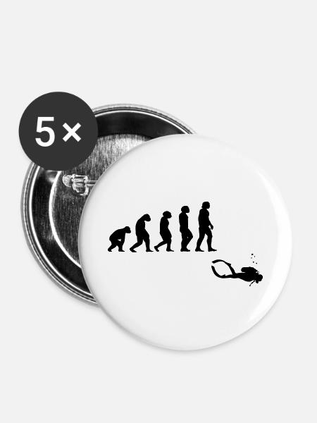 Evolution Tauchen mit Gerät - Buttons klein 25 mm (5er Pack) - Weiß