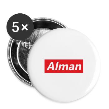 Rotes Rechteck Alman Stil - Buttons klein 25 mm (5er Pack) - Weiß - Vorne