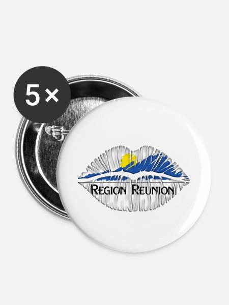 Kuss Réunion - Buttons klein 25 mm (5er Pack) - Weiß