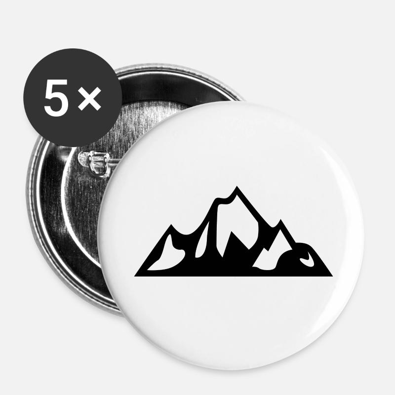 Berg Mountain Icon - Buttons klein 25 mm (5er Pack) - Weiß