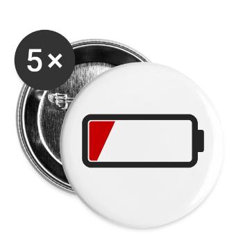 Batterie leer - Buttons klein 25 mm (5er Pack) - Weiß - Vorne