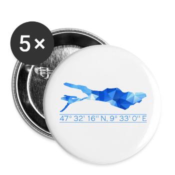 Lake Constance coordinates | Polygon - Buttons small 1''/25 mm (5-pack) - white - Front