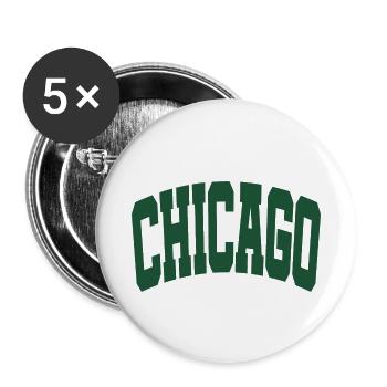 Chicago Schriftzug grün - Buttons klein 25 mm (5er Pack) - Weiß - Vorne