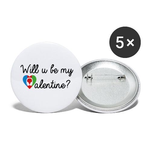 Valentine blk - Buttons klein 25 mm (5er Pack)
