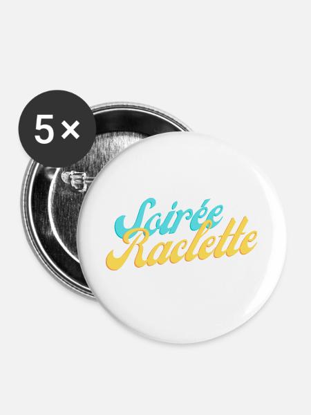 Raclette-Abend - Buttons klein 25 mm (5er Pack) - Weiß