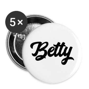 Betty benutzerdefinierte Text Geburtstagsname - Buttons klein 25 mm (5er Pack) - Weiß - Vorne