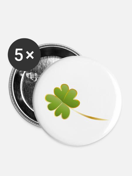 vierblättriges kleeblatt - Buttons klein 25 mm (5er Pack) - Weiß