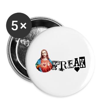 JESUS FREAK | Jesus Christ | Jesus Christus - Buttons klein 25 mm (5er Pack) - Weiß - Vorne