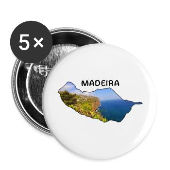 Madeira map - Buttons small 1''/25 mm (5-pack) - white - Front