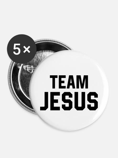 Team Jesus - Buttons klein 25 mm (5er Pack) - Weiß