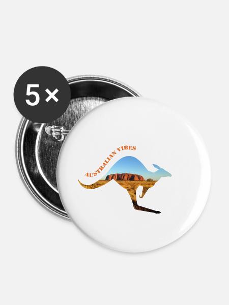 australien 3 - Buttons klein 25 mm (5er Pack) - Weiß