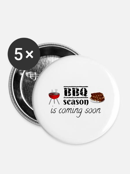 Die Grillsaison kommt bald. - Buttons klein 25 mm (5er Pack) - Weiß