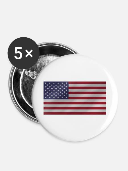 Flagge der USA - Buttons klein 25 mm (5er Pack) - Weiß