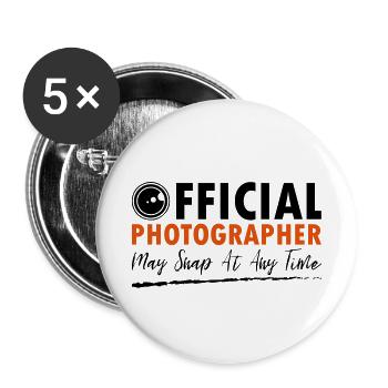 Official Photographer - Buttons small 1''/25 mm (5-pack) - white - Front