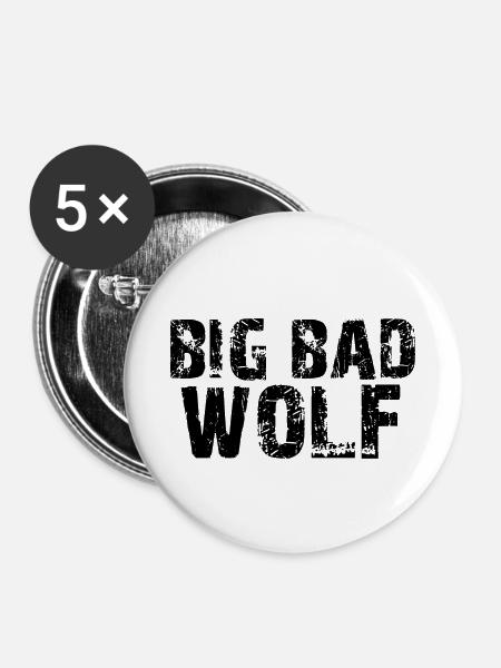 Großer böser Wolf - Buttons klein 25 mm (5er Pack) - Weiß