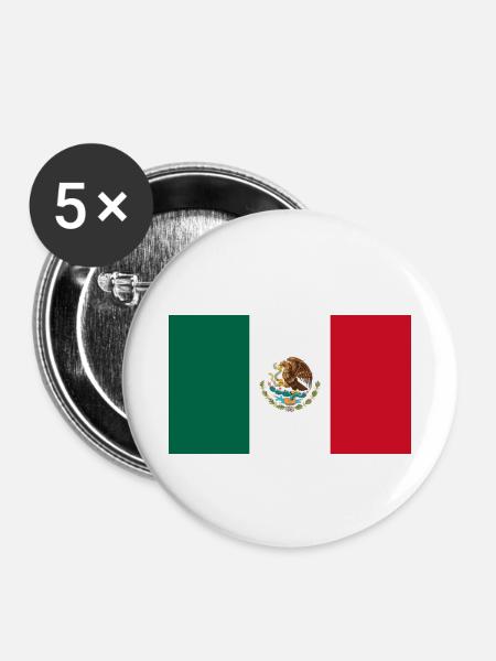 Mexikanische Flagge - Buttons klein 25 mm (5er Pack) - Weiß