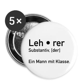 Lehrer - Buttons klein 25 mm (5er Pack) - Weiß - Vorne