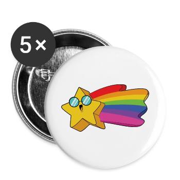 Stern Regenbogen - Buttons klein 25 mm (5er Pack) - Weiß - Vorne