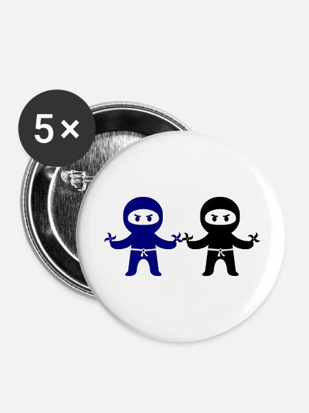 ninjas - Buttons klein 25 mm (5er Pack) - Weiß