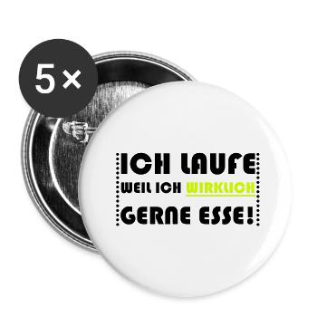 Laufen + Essen <3 - Buttons klein 25 mm (5er Pack) - Weiß - Vorne