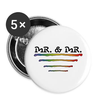 gay mr and mr schwule Hochzeit - Buttons klein 25 mm (5er Pack) - Weiß - Vorne