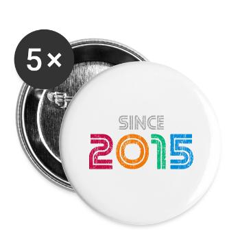 Seit 2015 | Retro-farbenes Geburtstagsjahr - Buttons klein 25 mm (5er Pack) - Weiß - Vorne