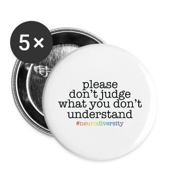 Neurodiversität - Buttons klein 25 mm (5er Pack) - Weiß - Vorne