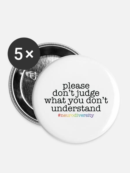 Neurodiversität - Buttons klein 25 mm (5er Pack) - Weiß