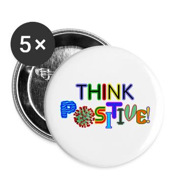 Think positive! - Buttons klein 25 mm (5er Pack) - Weiß - Vorne