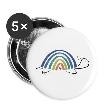 Schildkröte Regenbogen - Buttons klein 25 mm (5er Pack) - Weiß - Vorne