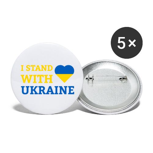 I stand with Ukraine Herz Solidarität & Support - Buttons klein 25 mm (5er Pack)