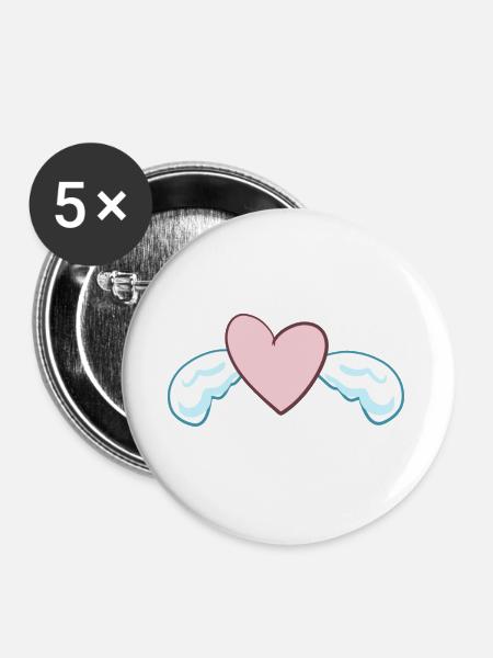 Engel Herz symbol liebe - Buttons klein 25 mm (5er Pack) - Weiß
