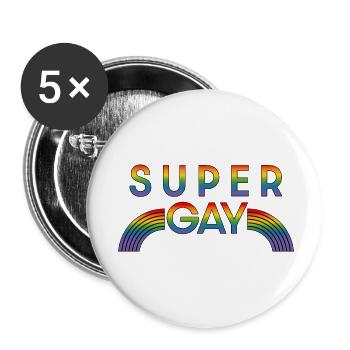 Rainbow super gay LGBT lgbtqi queer - Buttons small 1''/25 mm (5-pack) - white - Front