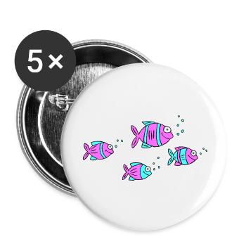 Poisson Cichlide Eau Mer Graffiti Dessin - Lot de 5 petits badges (25 mm) - blanc - Devant
