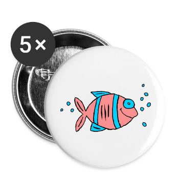 Poisson Cichlide Eau Mer Graffiti Dessin - Lot de 5 petits badges (25 mm) - blanc - Devant