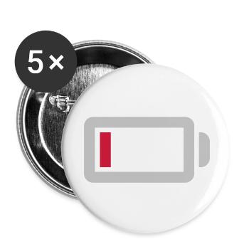 Pas de batterie d’alimentation vide - Lot de 5 petits badges (25 mm) - blanc - Devant