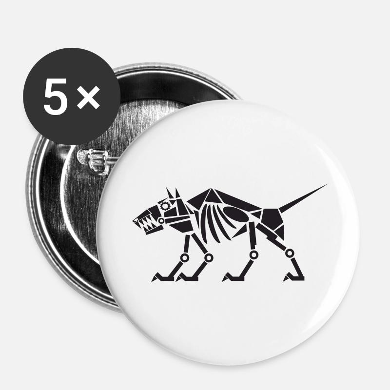 Machine dog - Buttons small 1''/25 mm (5-pack) - white