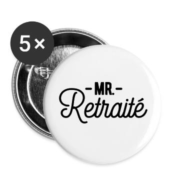 Retraite humour senior travail - Lot de 5 petits badges (25 mm) - blanc - Devant
