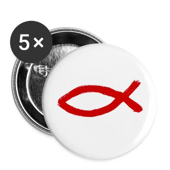 Jesusfisch Ichthys Fisch Fische - Buttons klein 25 mm (5er Pack) - Weiß - Vorne
