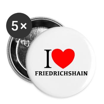 I LOVE FRIEDRICHSHAIN - Buttons klein 25 mm (5er Pack) - Weiß - Vorne