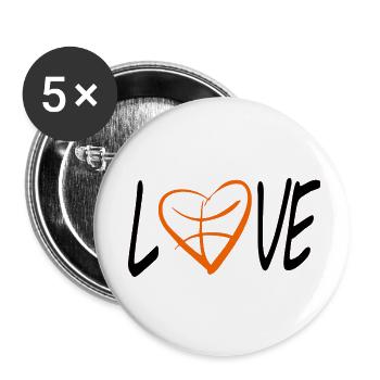 Liebe Basketball - Buttons klein 25 mm (5er Pack) - Weiß - Vorne