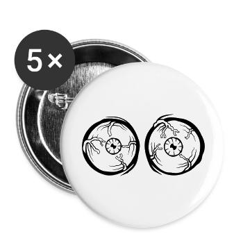 Crazy Monster Horror Eyes - Buttons small 1''/25 mm (5-pack) - white - Front