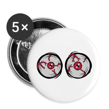 Crazy Horror Monster Eyes - Buttons small 1''/25 mm (5-pack) - white - Front
