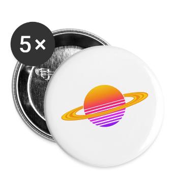 Synthwave Saturn - Buttons small 1''/25 mm (5-pack) - white - Front