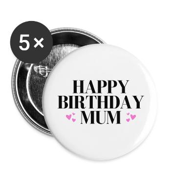 Joyeux anniversaire maman - Lot de 5 petits badges (25 mm) - blanc - Devant