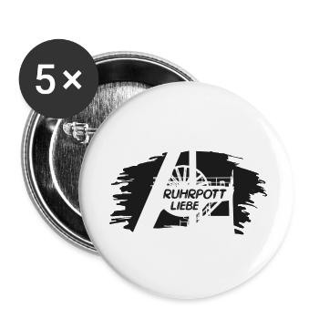 Ruhrpottliebe schlägt in meiner Brust - Buttons klein 25 mm (5er Pack) - Weiß - Vorne