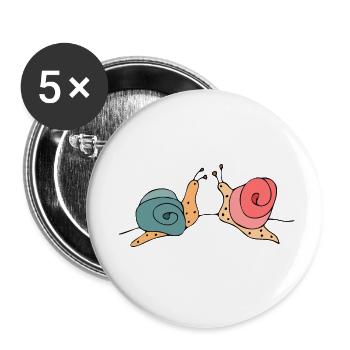 Schnecken - Buttons klein 25 mm (5er Pack) - Weiß - Vorne