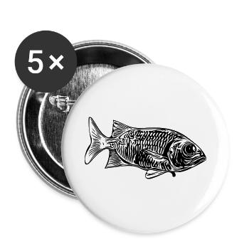 Vintage Soldier Fish - Hussar Fish Fan - Buttons small 1''/25 mm (5-pack) - white - Front